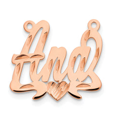 Sterling Silver/Rose-plated Diamond-cut Heart Name Plate - 8