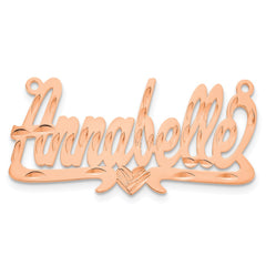 14k Rose Gold Diamond-cut Heart Name Plate - 6