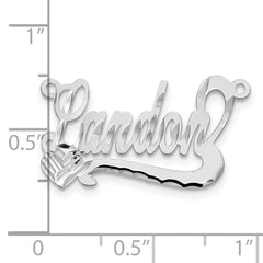 10k White Gold Diamond-cut Heart Name Plate - 5