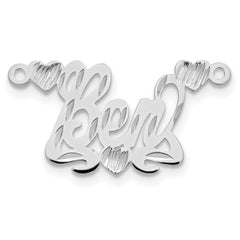 Sterling Silver/Rhodium-plated Diamond-cut Hearts Name Plate