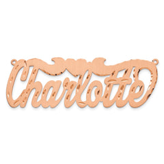 Sterling Silver/Rose-plated Satin Diamond-cut Heart Name Plate - 4
