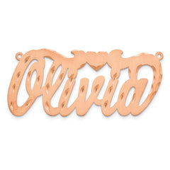 Sterling Silver/Rose-plated Satin Diamond-cut Heart Name Plate - 4