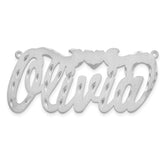 10k White gold Satin Diamond0cut Heart Name Plate