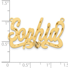 Sterling Silver/Gold-plated Satin Diamond-cut Heart Name Plate - 3