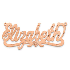 Sterling Silver/Rose-plated Satin Diamond-cut Heart Name Plate - 7