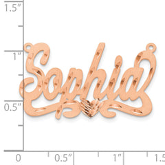 Sterling Silver/Rose-plated Satin Diamond-cut Heart Name Plate - 7