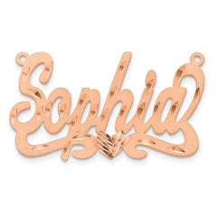 Sterling Silver/Rose-plated Satin Diamond-cut Heart Name Plate - 7