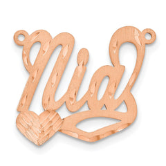 14k Rose Gold Satin Diamond-cut Heart Name Plate - 5