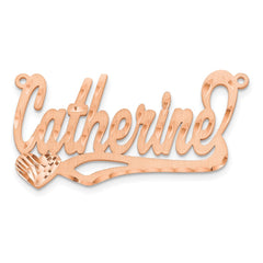 14k Rose Gold Satin Diamond-cut Heart Name Plate - 5
