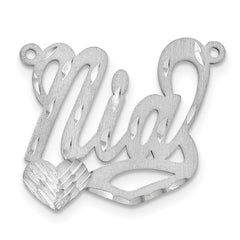 Sterling Silver/Rhodium-plated Satin Diamond-cut Heart Name Plate - 4