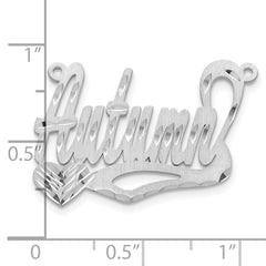 14k White Gold Satin Diamond-cut Heart Name Plate - 3