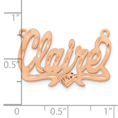 Sterling Silver/Rose-plated Satin Diamond-cut Heart Name Plate - 8