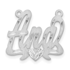 14k White Gold Satin Diamond-cut Heart Name Plate - 4
