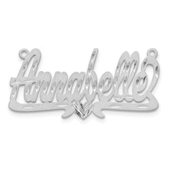 14k White Gold Satin Diamond-cut Heart Name Plate - 4