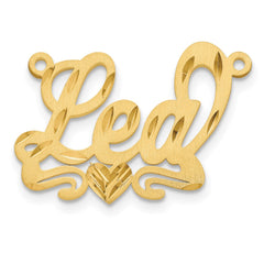 14k Yellow Gold Satin Diamond-cut Heart Name Plate - 8