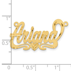 14k Yellow Gold Satin Diamond-cut Heart Name Plate - 8