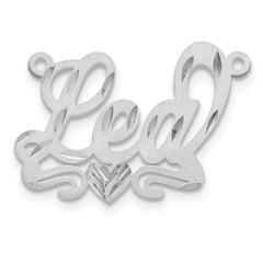 14k White Gold Satin Diamond-cut Heart Name Plate - 8
