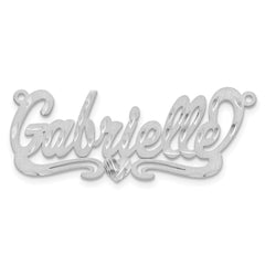 14k White Gold Satin Diamond-cut Heart Name Plate - 8