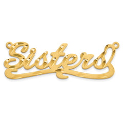 14k Yellow Gold Satin Diamond-cut Name Plate - 2
