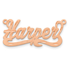 14k Rose Gold Satin Diamond-cut Name Plate - 4