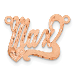 14k Rose Gold Satin Diamond-cut Heart Name Plate - 7