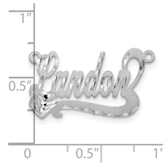 10k White Gold Satin Diamond-cut Heart Name Plate