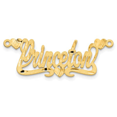 14k Yellow Gold Satin Diamond-cut Hearts Name Plate