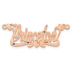Sterling Silver/Rose-plated Satin Diamond-cut Hearts Name Plate