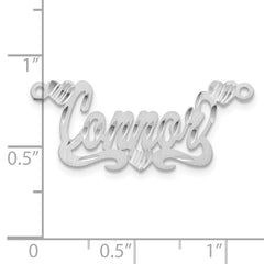 14k White Gold Satin Diamond-cut Hearts Name Plate