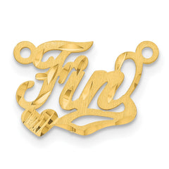 14k Yellow Gold Satin Diamond-cut Heart Name Plate - 4