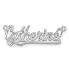 14k White Gold Satin Diamond-cut Heart Name Plate - 7