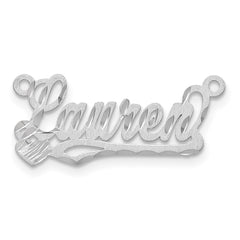 14k White Gold Satin Diamond-cut Heart Name Plate - 7