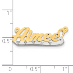 14k Two-tone3D Diamond Name Plate