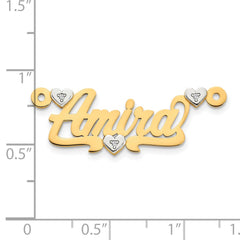 14k Two-tone 3D with Hearts Diamond Name Plate