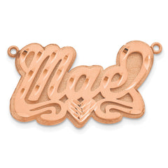 14k Rose Gold 3D Satin Diamond-cut Heart Name plate