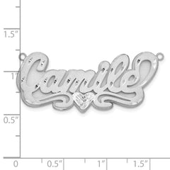 14k White Gold 3D Satin Diamond-cut Heart Name Plate