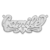 10k White Gold 3D Satin Diamond-cut Heart Name Plate