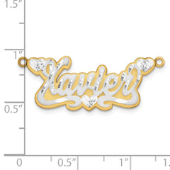 14k 3D Two-tone Satin Diamond-cut Name Plate - 3
