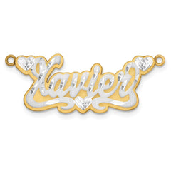 14k 3D Two-tone Satin Diamond-cut Name Plate - 3