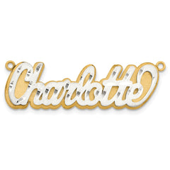 14k 3D Two-tone Satin Diamond-cut Name Plate - 4