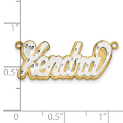 14k 3D Two-tone Satin Diamond-cut Name Plate - 4