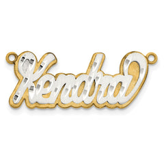 14k 3D Two-tone Satin Diamond-cut Name Plate - 4
