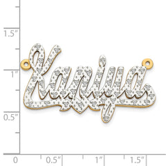 14k Yellow Gold and Rhodium 3D Diamond with Heart Name Plate