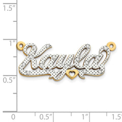 14k Yellow Gold and Rhodium 3D Diamond Name Plate - 7