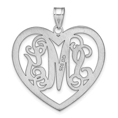 14k White Gold Large Monogram Heart Pendant