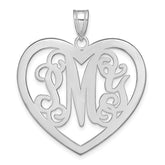 10k White Gold Large Monogram Heart Pendant