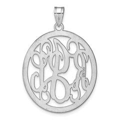 10k White Gold Round Monogram Pendant - 2