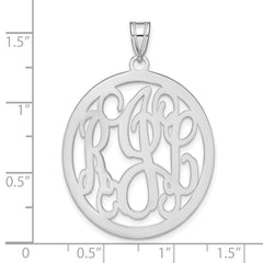 10k White Gold Round Monogram Pendant - 2