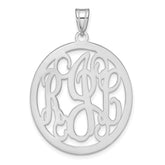 10k White Gold Round Monogram Pendant - 2