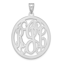 10k White Gold Round Monogram Pendant - 2